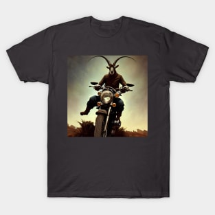 Goat on motorcycle funny biker T-Shirt